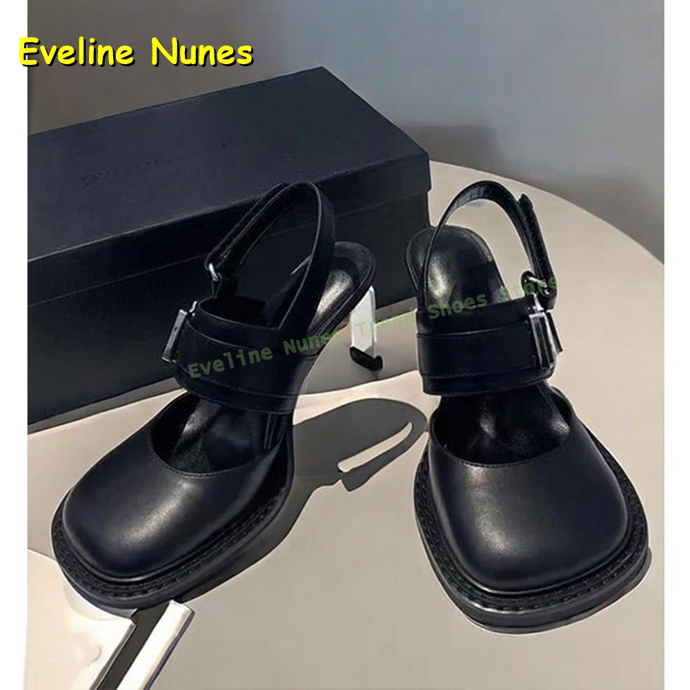 Sandals - Dames zwarte slingback mule hakken met