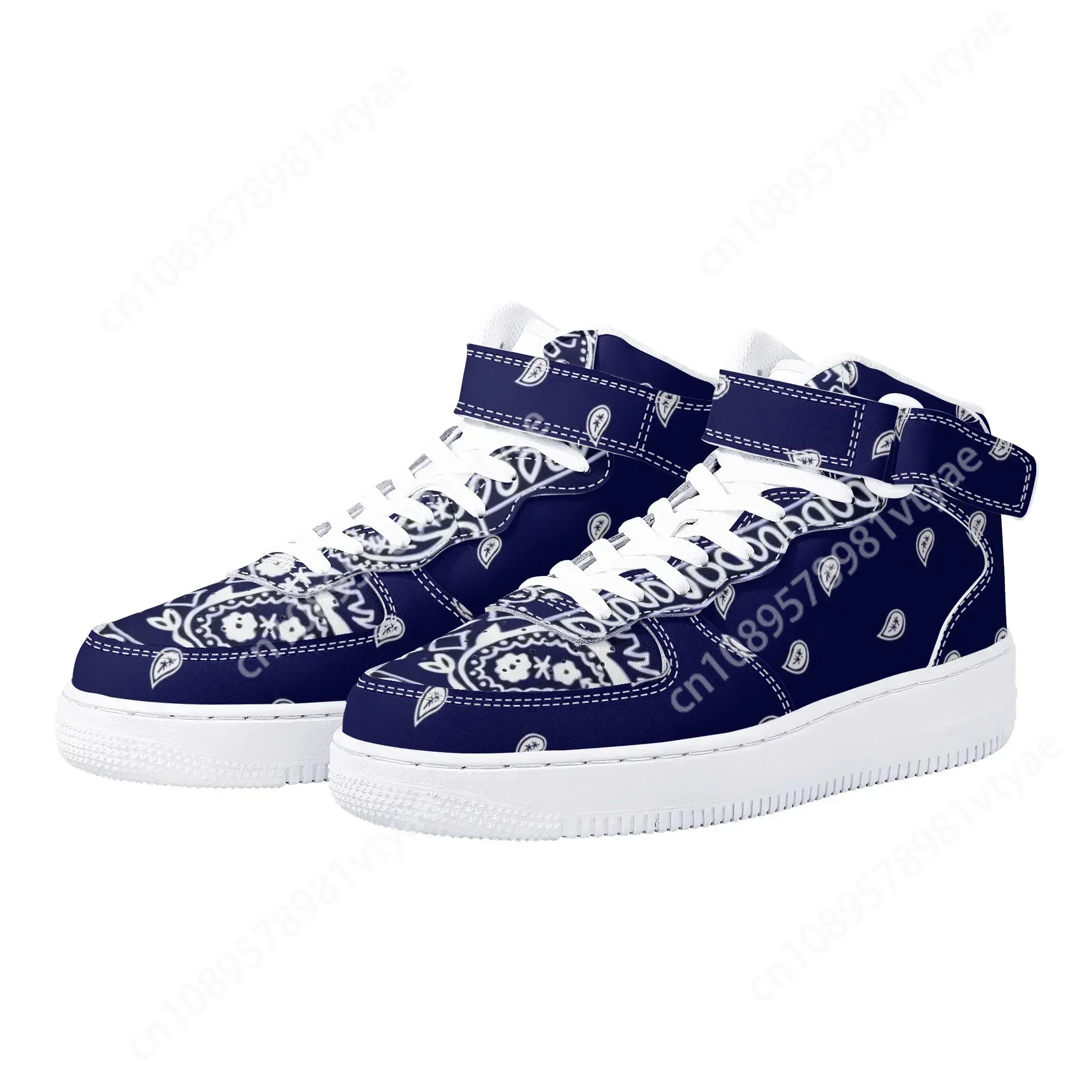 Breathable Mesh Athletic Shoes - Nieuwkomers Bandana Print Heren Basketbal Sneakers