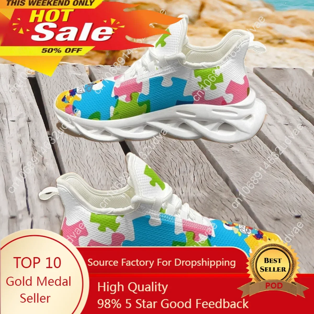 Running Shoes - Autisme Bewustzijn Sport Hardloopschoen Kleurpuzzel Duurzaam