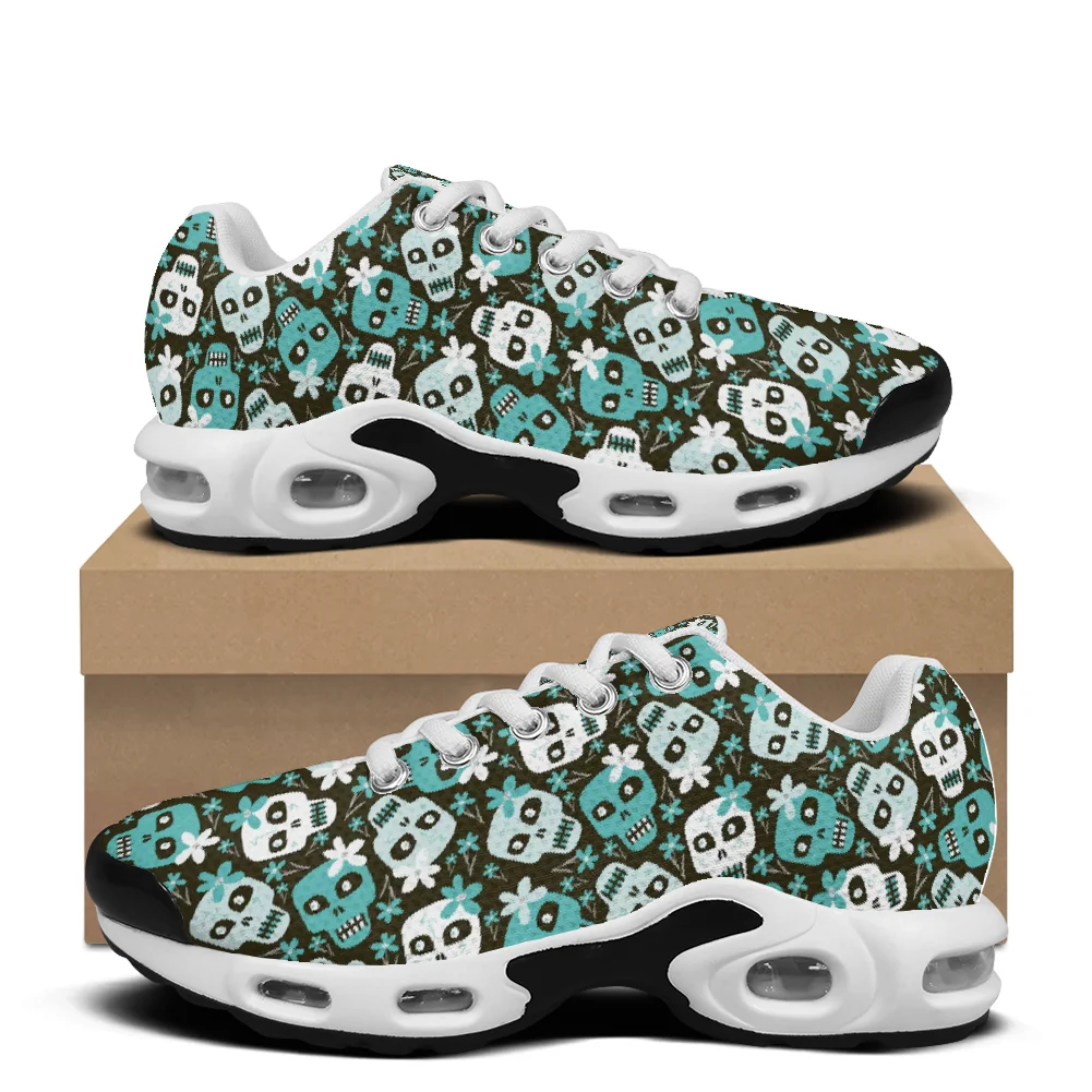 Breathable Mesh Athletic Shoes - Groene schedelprint casual schoenen met luchtkussens,