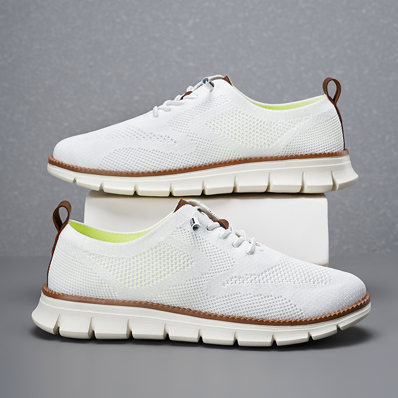Knit Fabric Lace Up Sneakers - 2026 Nieuwe Heren Ademend Gebreide Mesh