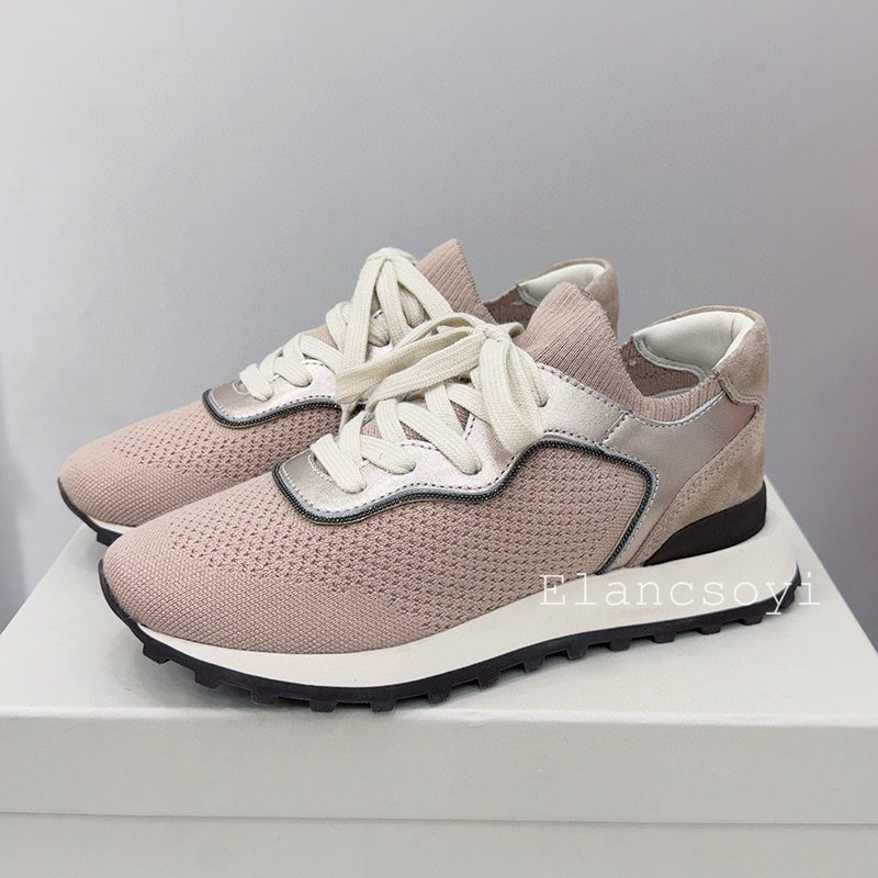 Platte Schoenen Vrouwen String - Knit Fabric Lace Up Sneakers recensie en prijs