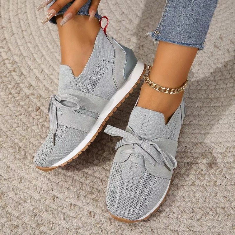 Nieuwe Zwarte Gebreide Ademend - Knit Fabric Lace Up Sneakers recensie en prijs