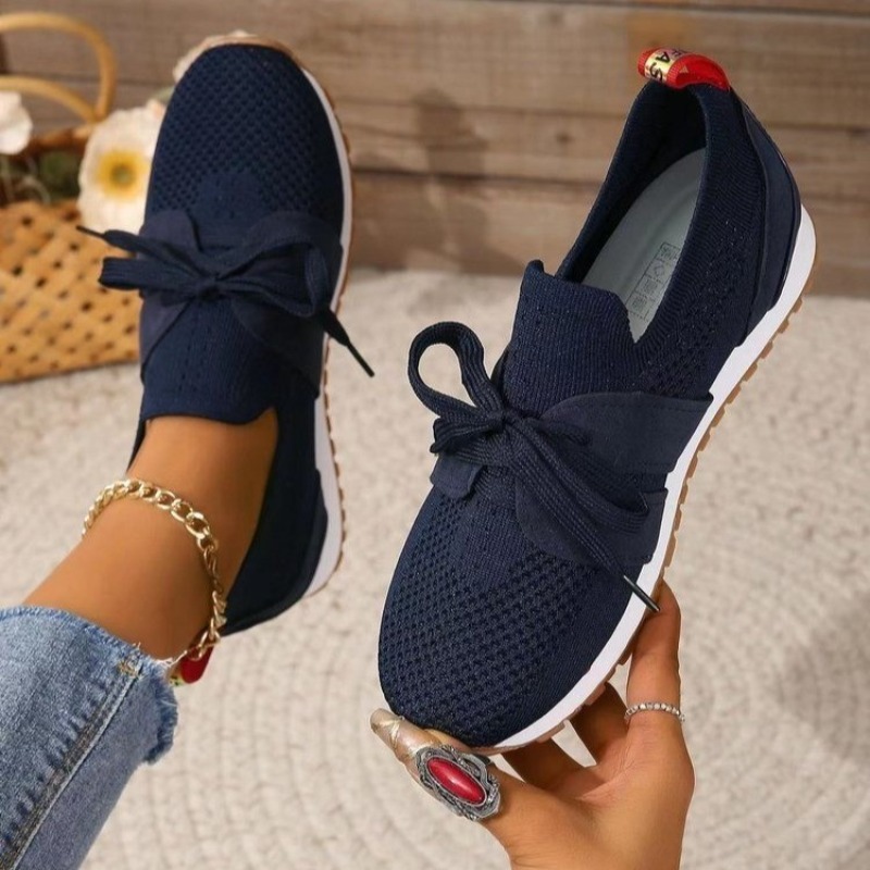 Nieuwe Zwarte Gebreide Ademend - Knit Fabric Lace Up Sneakers recensie en prijs