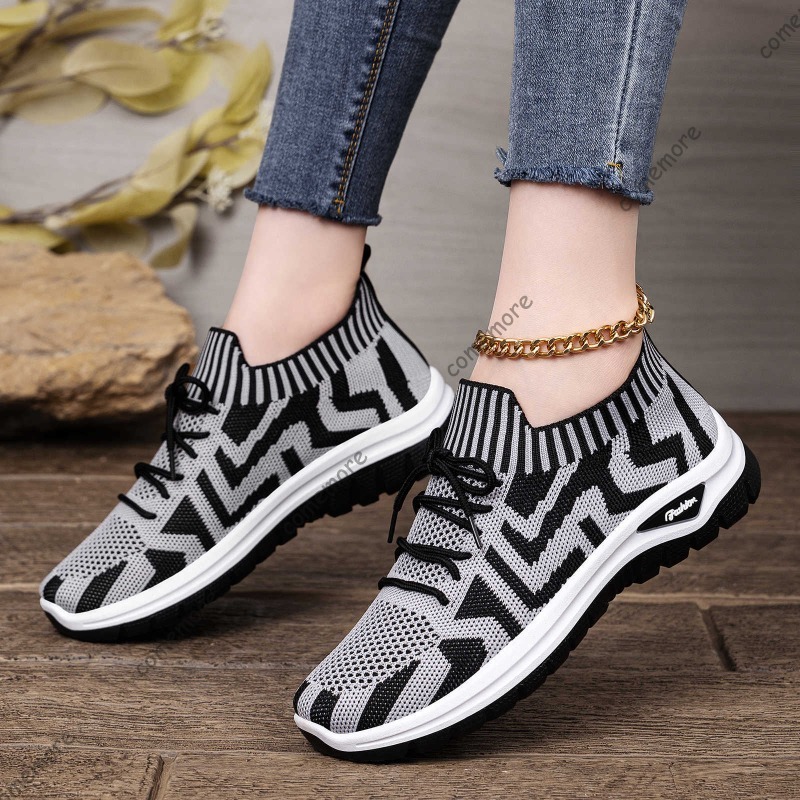 Gebreide instapsneakers voor d - Knit Fabric Lace Up Sneakers recensie en prijs
