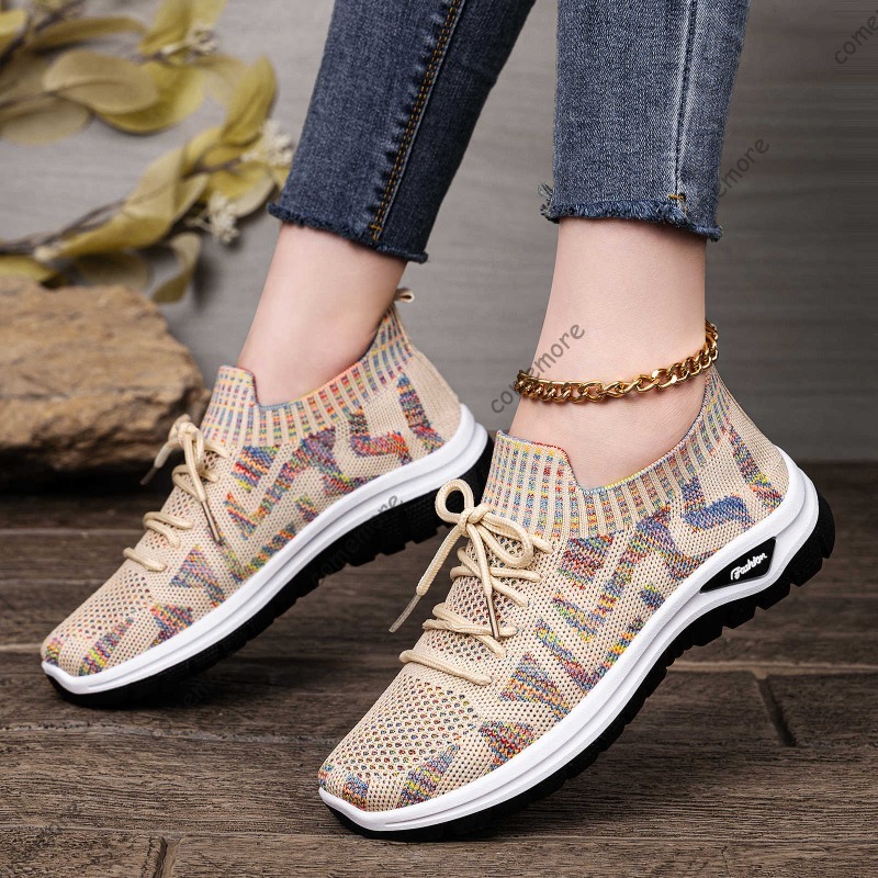 Gebreide instapsneakers voor d - Knit Fabric Lace Up Sneakers recensie en prijs