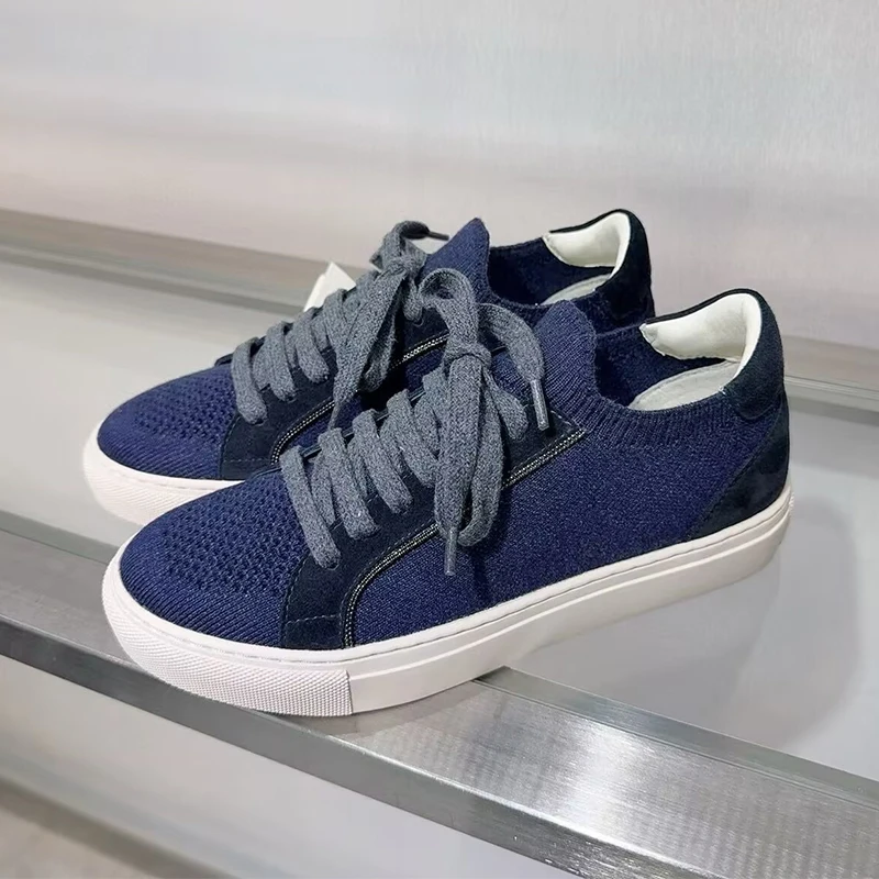 Vrouwen Gebreide Ademende Snea - Knit Fabric Lace Up Sneakers recensie en prijs